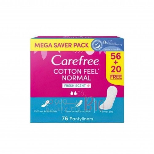 كيرفري فوط نسائية يومية ملمس القطن، عطر منعش - 76 قطعة