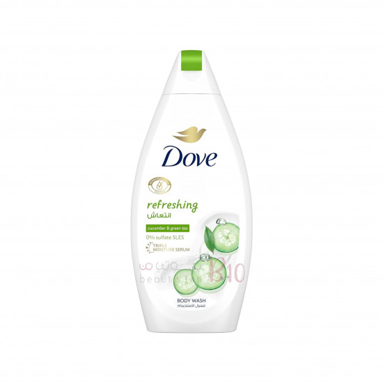 دوف غسول الاستحمام لمسة انتعاش لتغذية البشرة بخلاصة الخيار والشاي الأخضر بتقنية مزيج تجديد الترطيب 500مل