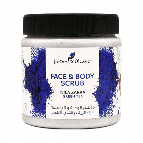 مقشر للوجه والجسم بالنيله الزرقاء والشاي الاخضر من جاردن اوليان - 500 مل