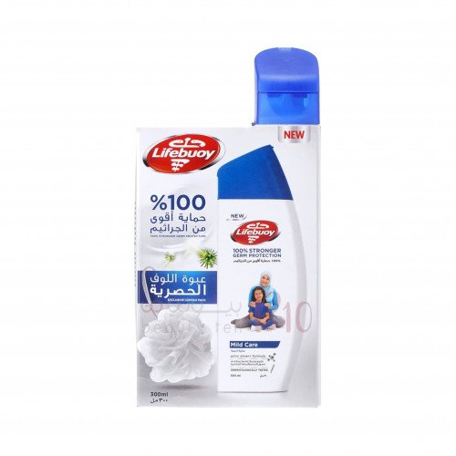 غسول جسم لايفبوي عناية ناعمة مع لوفة هدية 300مل