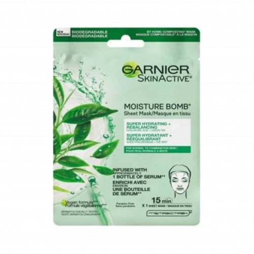 قناع ورقي مرطب للغاية من مويستشر بومب - يزيل لمعان البشرة بالشاي الأخضر