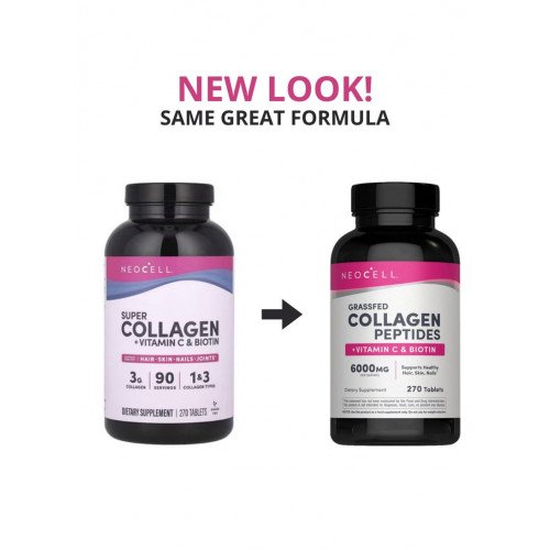 كولاجين فائق ، + فيتامين جـ وبيوتين من نيوسيل 270 قرصًا كولاجين فائق ، + فيتامين جـ وبيوتين من نيوسيل 270 قرصًا