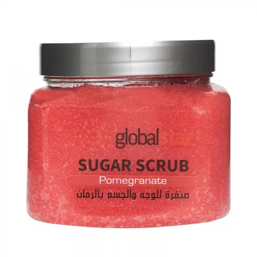 جلوبال ستار صنفرة سكر للوجه والجسم بالرمان 600جم جلوبال ستار صنفرة سكر للوجه والجسم بالرمان 600جم