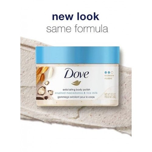 مقشر الجسم بحليب المكاديميا والأرز المغذي للبشرة من دوف 298 جرام