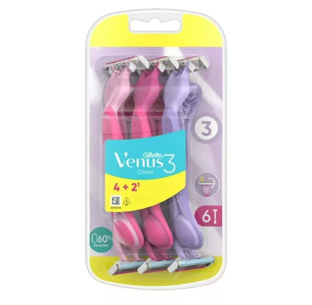 شفرات جيليت فينوس 3 للنساء للاستخدام مرة واحدة، 6 قطع