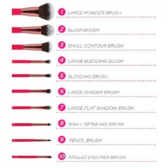 مجموعة فرش مكياج بومبيشل بيوتي مع حافظة من بي اتش - 10فرشاة