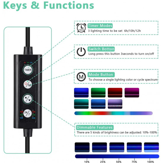 إضاءة LED WRGB مع أستاند بحجم 45 سم -  Fullgain