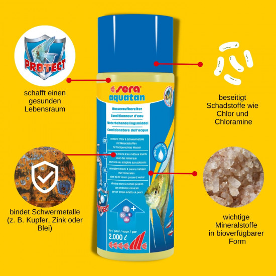 مزيل الكلور والكلورومين والمعادن الثقيلة من ألمانيا - Sera Aquatan مزيل الكلور والكلورومين والمعادن الثقيلة من ألمانيا - Sera Aquatan