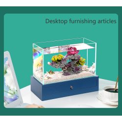 حوض صغير زجاج سوبر كرستال مع قاعدة خشبية - nepall aquarium wood