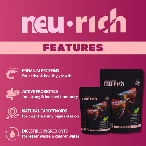 غذاء لأسماك الأروانا حجم وسط وكبير - Neu Rich Arowana Fish Food غذاء لأسماك الأروانا حجم وسط وكبير - Neu Rich Arowana Fish Food