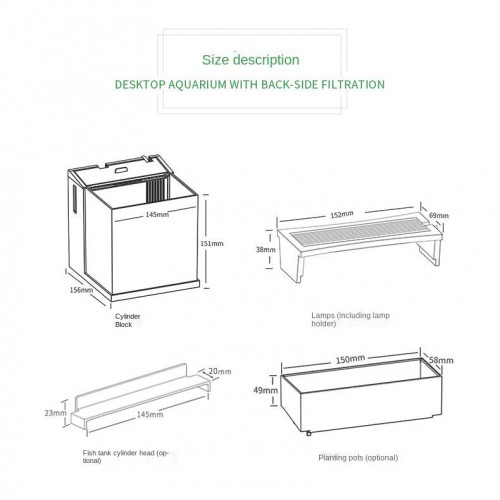 حوض كامل صغير مميز مع فلتر وإضاءة USB من شركة - QANVEE aquarium حوض كامل صغير مميز مع فلتر وإضاءة USB من شركة - QANVEE aquarium
