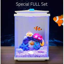 مجموعة حوض زجاجي مع مضخة هواء وفلتر وإضاءة بحرية - QANVEE aquarium