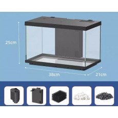 حوض الكرستال المودرن المميز مع فلتر وإضاءة نهرية 38سم - HAQOS aquarium