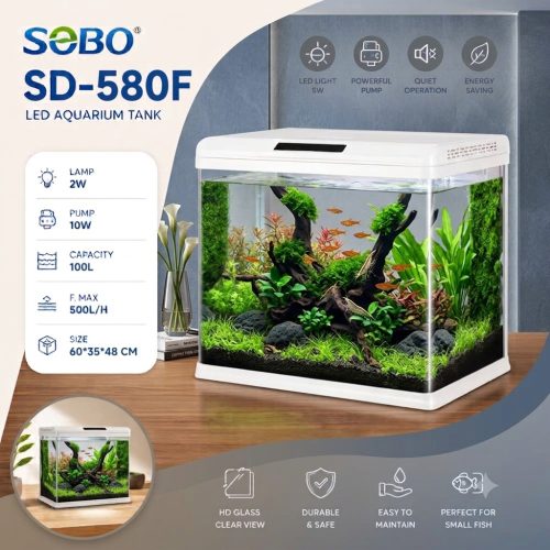 حوض الكرستال مع شاشة LCD حجم 60 سم من شركة - SOBO aquarium حوض الكرستال مع شاشة LCD حجم 60 سم من شركة - SOBO aquarium