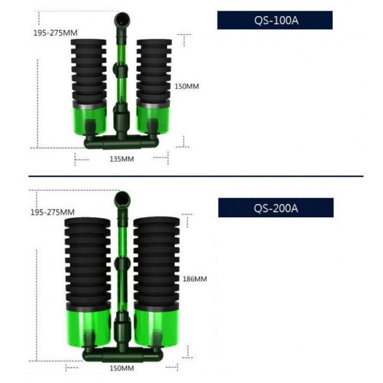 فلتر إسفنجي مع خزانات لسيراميك بحجم وسط وكبير - QANVEE QS SpongeBio media Filter فلتر إسفنجي مع خزانات لسيراميك بحجم وسط وكبير - QANVEE QS SpongeBio media Filter