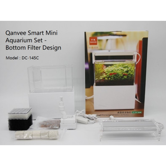 الحوض الكيوت المميز مع فلتر وإضاءة USB من شركة - QANVEE CUTE aquarium الحوض الكيوت المميز مع فلتر وإضاءة USB من شركة - QANVEE CUTE aquarium