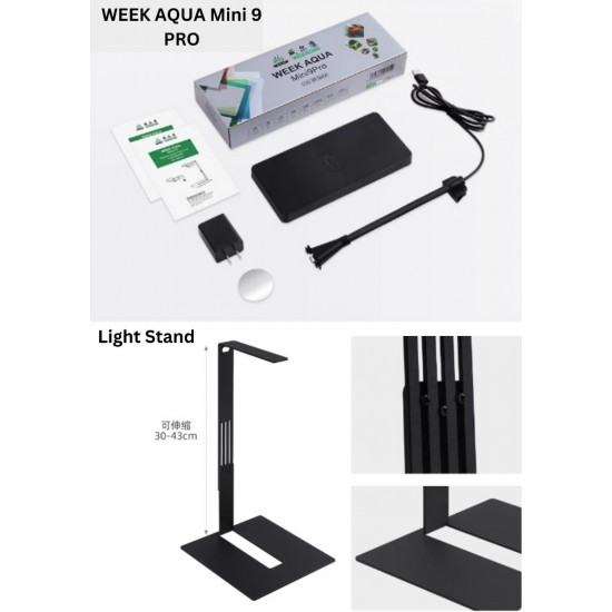 إضاءة mini 9 pro مع خاصية WIFI بتحكم كامل وذكي بالإضافة إلى أستاند من الألمينيوم بحجم 18 سم - WEEK AQUA LED إضاءة mini 9 pro مع خاصية WIFI بتحكم كامل وذكي بالإضافة إلى أستاند من الألمينيوم بحجم 18 سم - WEEK AQUA LED