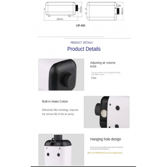 مضخة هواء للأحواض المتوسطة والكبيرة CIP-400 - SUNSUN air pump مضخة هواء للأحواض المتوسطة والكبيرة CIP-400 - SUNSUN air pump