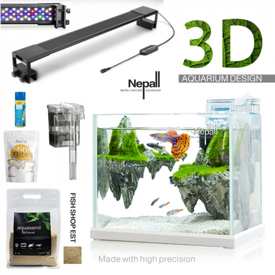 مجموعة حوض صغير زجاج سوبر كرستال مع ديكور كامل ثلاثي الأبعاد - nepall aquarium مجموعة حوض صغير زجاج سوبر كرستال مع ديكور كامل ثلاثي الأبعاد - nepall aquarium