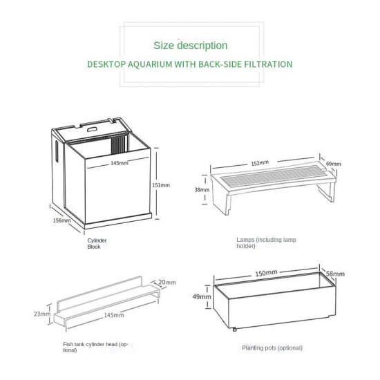 حوض كامل صغير مميز مع فلتر وإضاءة USB من شركة - QANVEE aquarium حوض كامل صغير مميز مع فلتر وإضاءة USB من شركة - QANVEE aquarium