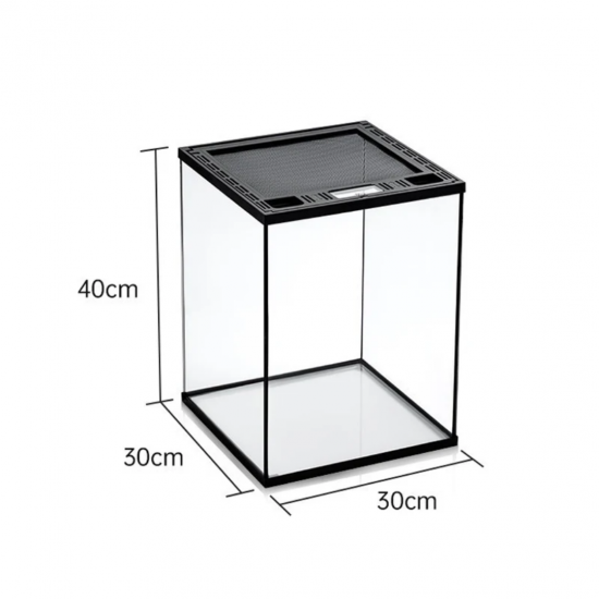 حوض زجاجي مع غطاء أسود لزواحف بحجم صغير ووسط - vivarium aquarium حوض زجاجي مع غطاء أسود لزواحف بحجم صغير ووسط - vivarium aquarium