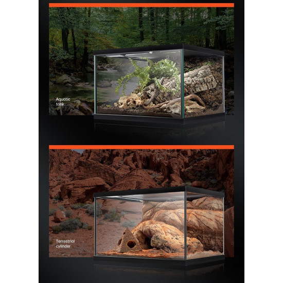 حوض زجاجي مع غطاء أسود لزواحف بحجم صغير ووسط - vivarium aquarium حوض زجاجي مع غطاء أسود لزواحف بحجم صغير ووسط - vivarium aquarium