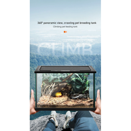 حوض زجاجي مع غطاء أسود لزواحف بحجم صغير ووسط - vivarium aquarium حوض زجاجي مع غطاء أسود لزواحف بحجم صغير ووسط - vivarium aquarium