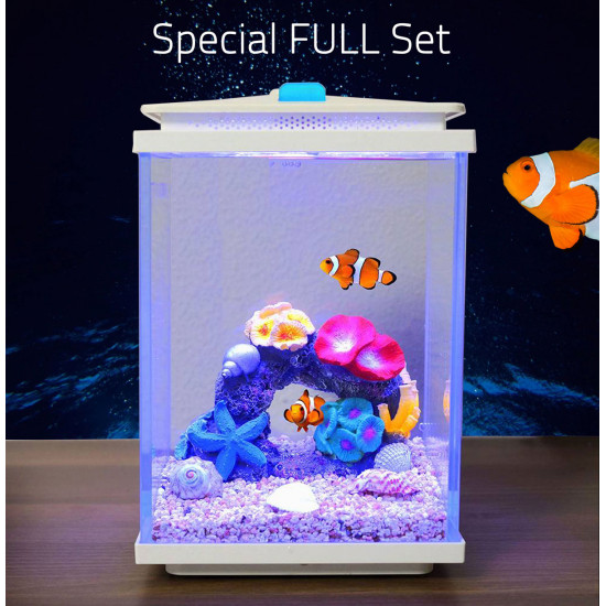 مجموعة حوض زجاجي مع مضخة هواء وفلتر وإضاءة بحرية - QANVEE aquarium مجموعة حوض زجاجي مع مضخة هواء وفلتر وإضاءة بحرية - QANVEE aquarium