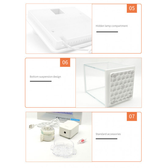 مجموعة حوض زجاجي مع مضخة هواء وفلتر وإضاءة نهرية - QANVEE aquarium