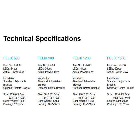 إضاءة WIFI بتحكم كامل وذكي وتصميم عصري بحجم 90سم  - MicMol FELIX 