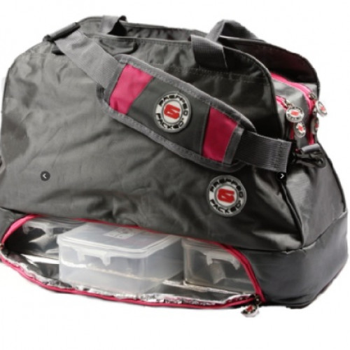 شنطة حفظ طعام 3 اللون رمادي مع وردي شنطة حفظ طعام 3 اللون رمادي مع وردي