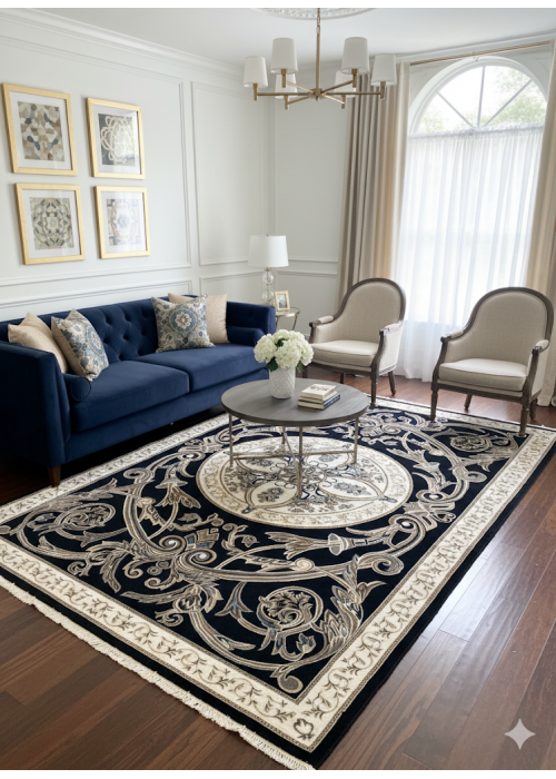 سجاد نقشة فرنسي لون كحلي