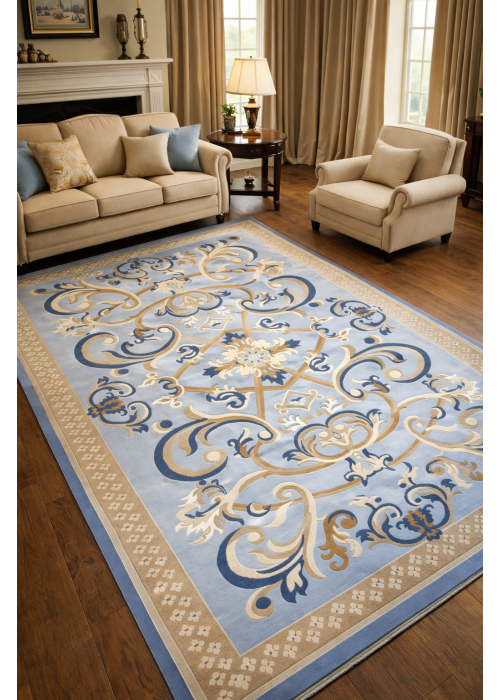 سجاد سوفت سيلك فرنسي ملكي لون سماوي