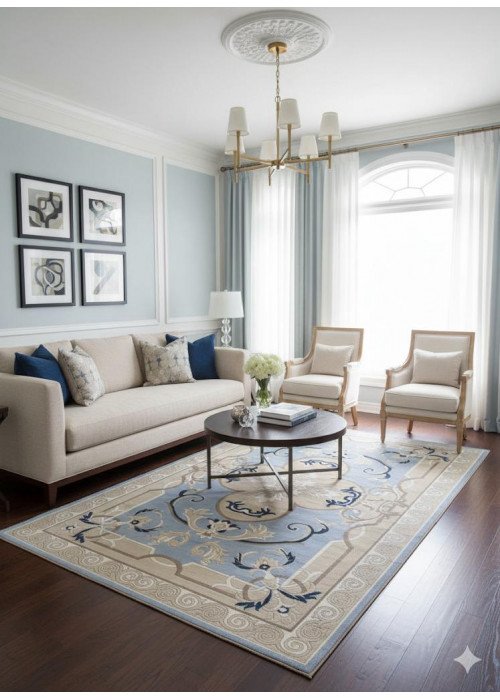 سجاد سوفت سيلك فرنساوي ملكي لون سماوي