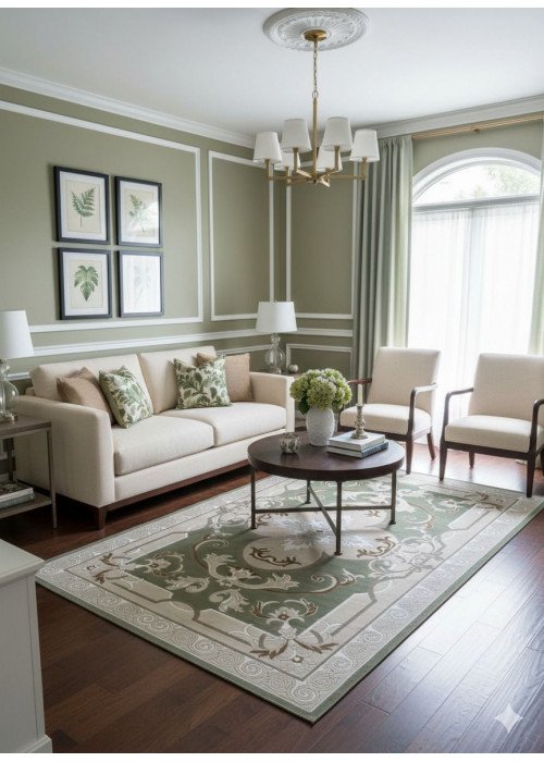 سجاد سوفت سيلك فرنساوي ملكي لون اخضر زيتي