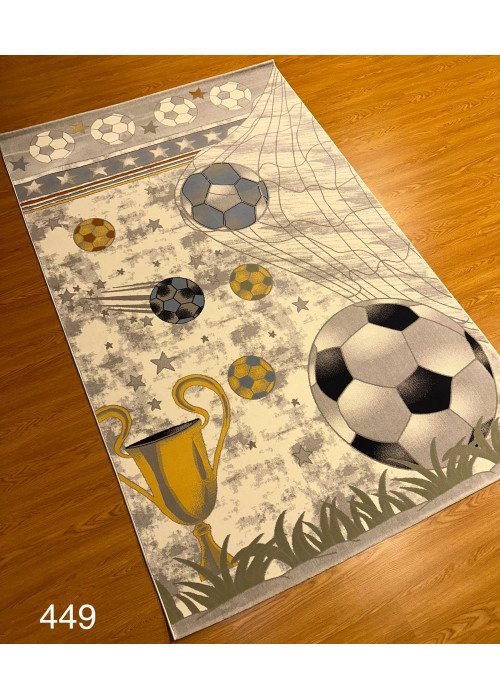 سجاد اطفال نقشة كورة وكأس بيج مع رصاصي