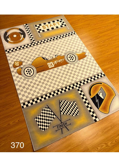 سجاد اطفال نقشة سباق رصاصي مع اصفر