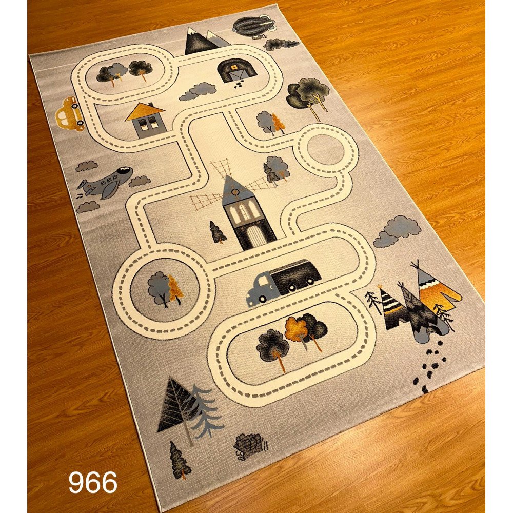 سجاد اطفال نقشة المزرعة لون  رصاصي