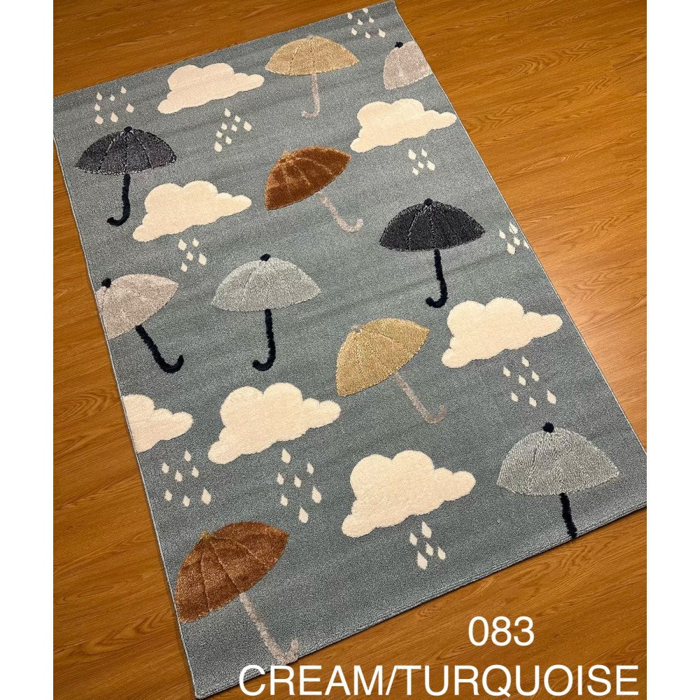 سجاد اطفال غيوم وامطار  لون ازرق