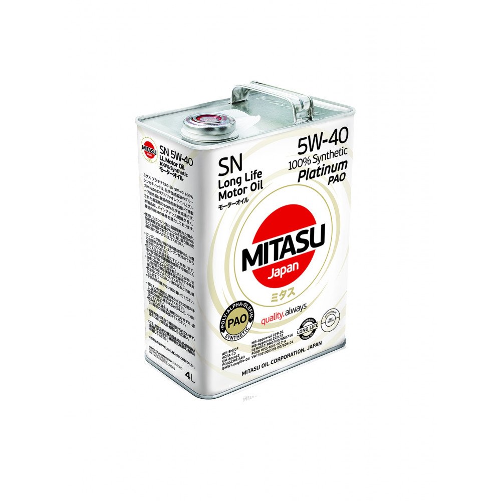  MITASU  PLATINUM PAO  5W-40 100% Synthetic 4 LTR