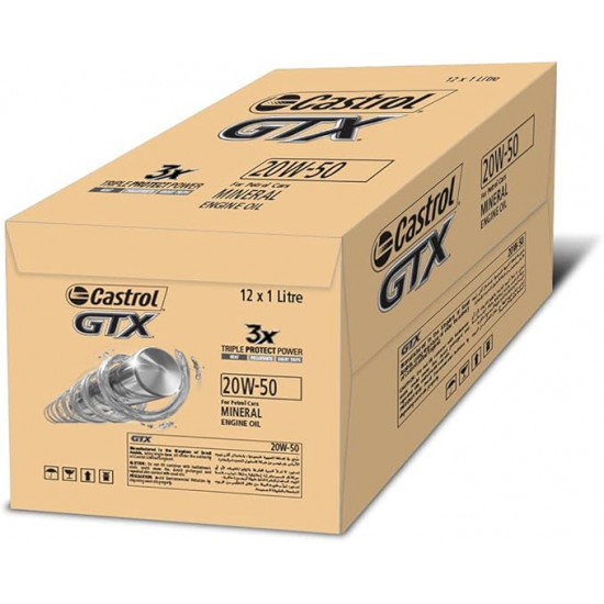 كاسترول جي تي اكس زيت محرك بنزين 20W50 كرتون 12 لتر 