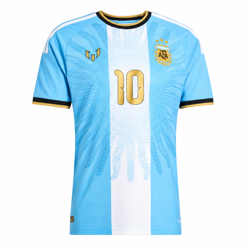 Messi Argentina Retirement Farewell Jersey #10 – Sky Blue White Gold