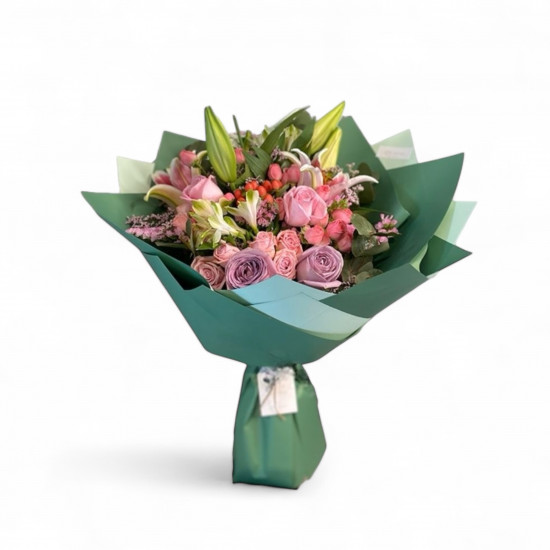 بوكيه ورد بغلاف اخضر