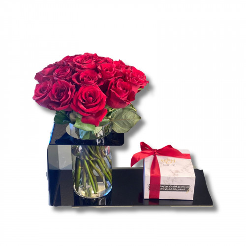 فازة + شوكليت + استاند اكريلك مميز فازة + شوكليت + استاند اكريلك مميز