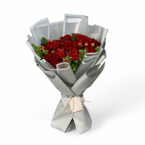 باقة روز احمر وبيبي روز باقة روز احمر وبيبي روز