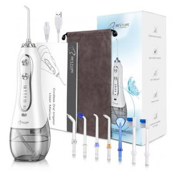 جهاز تنظيف الأسنان بالماء   Bestope - عدد 2 راس فرشاة و6 مضخات متنوعه لتنظيف ما بين الأسنان