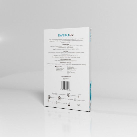 مانوكا تكس ضماد أولية غير ملتصقة مع عسل مانوكا الطبي النشط المعقم مقاس 10X12 سم