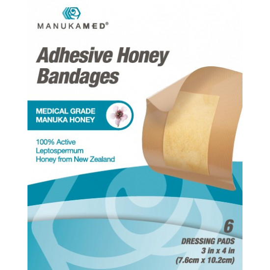 ضمادات لاصقة مقاس كبير مشربة بعسل المانوكا من الدرجة الطبية للجروح البسيطة ، والتهابات الجلد والحروق الصغيرة