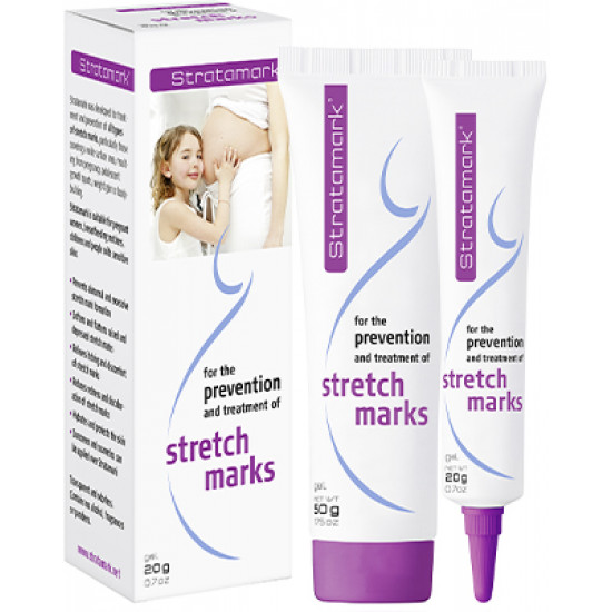 ستراتامارك جل سيليكون غير ممتص للجلد مصمم لمنع وعلاج جميع أنواع علامات التمدد في الجلد الناتجة عن:  • الحمل • طفرات نمو المراهقين • تكبير الثدي • زيادة الوزن أو كمال الأجسام حجم 20 جرام 