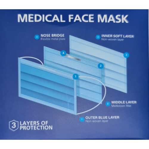 كمامة طبية 3 طبقات فلتر البكتيريا 95% عدد 50 حبة في العلبة من كوفيكس (عرض لفترة محدودة)
